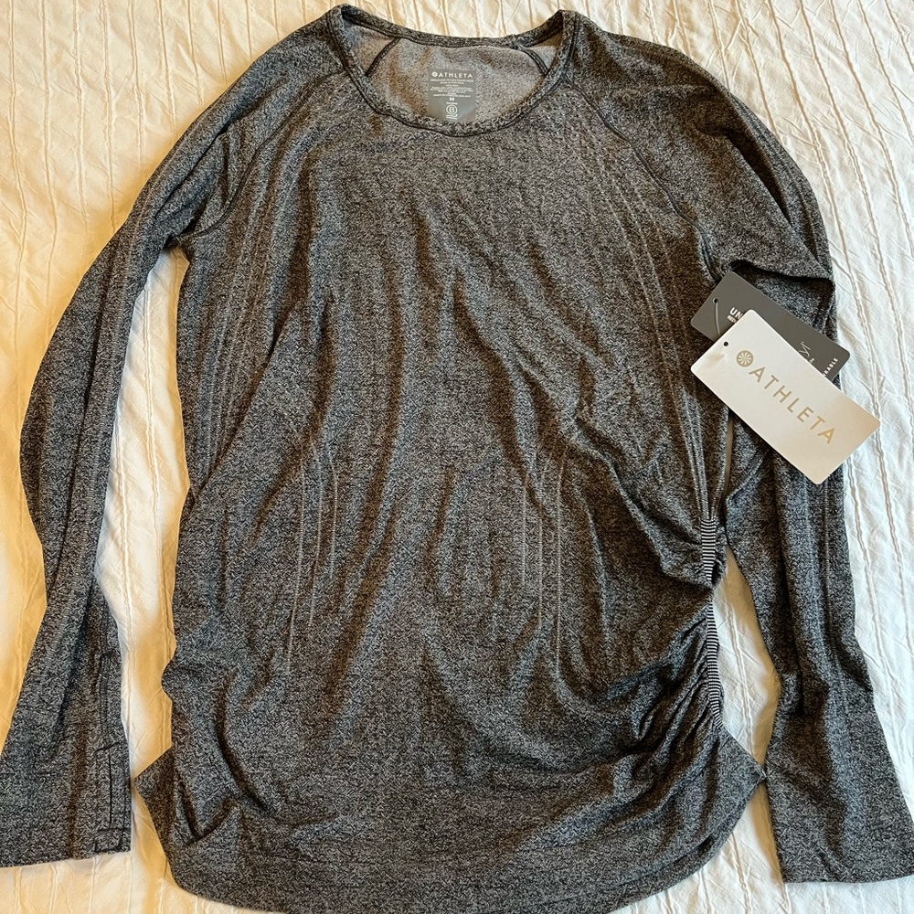 Athleta Heathered Norwegian Grey Speedlight Seamless Top - nwt
